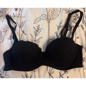 So Intimates Black Lace‎ Underwire Padded Push-up Bra, Size 34A
